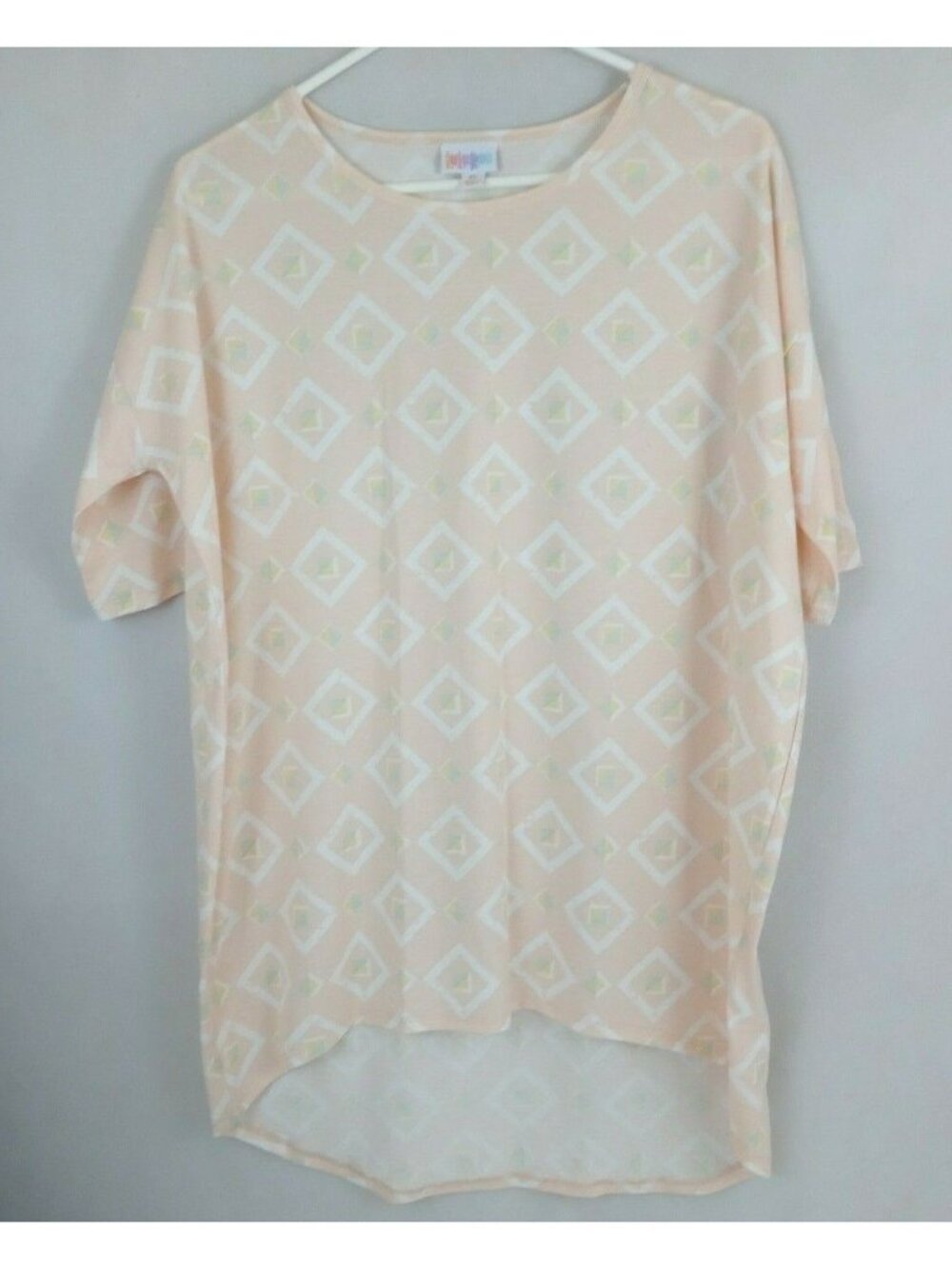 NWT Lularoe Irma Tunic Peach With Diamonds Design Size XS